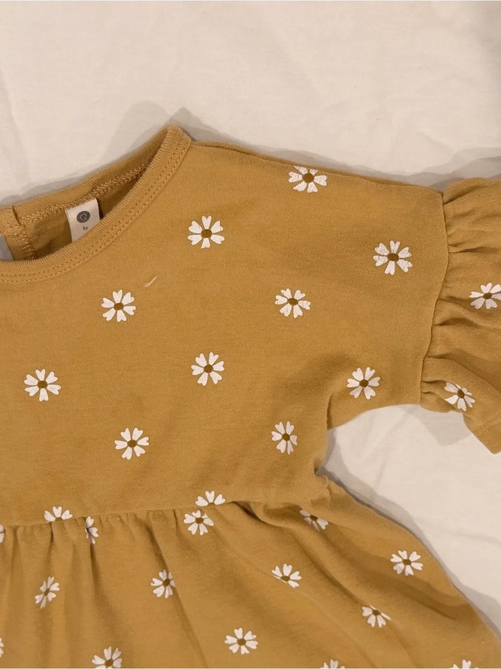 ✨Quincy Mae| 18-24M Mustard Floral Girls Dress and Bloomer Set Organic Cotton